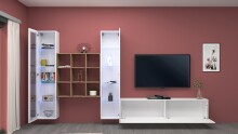 Wohnwand >Benevent< (4-teilig) in Weiß Hochglanz - 350x180x30 (BxHxT)