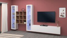 Wohnwand >Benevent< (4-teilig) in Weiß Hochglanz - 350x180x30 (BxHxT)