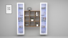 Wohnwand >Benevent< (3-teilig) in Weiß Hochglanz - 170x180x30 (BxHxT)