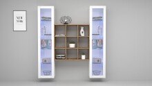 Wohnwand >Benevent< (3-teilig) in Weiß Hochglanz - 170x180x30 (BxHxT)