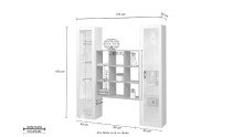 Wohnwand >Benevent< (3-teilig) in Weiß Hochglanz - 170x180x30 (BxHxT)