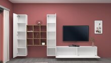 Wohnwand >Benevent< (4-teilig) in Weiß Hochglanz - 350x180x30 (BxHxT)