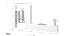 Wohnwand >Benevent< (4-teilig) in Weiß Hochglanz - 350x180x30 (BxHxT)