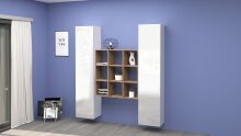Wohnwand >Benevent< (3-teilig) in Weiß Hochglanz - 170x180x30 (BxHxT)