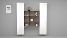 Wohnwand >Benevent< (3-teilig) in Weiß Hochglanz - 170x180x30 (BxHxT)