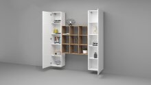 Wohnwand >Benevent< (3-teilig) in Weiß Hochglanz - 170x180x30 (BxHxT)