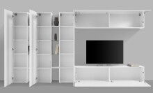 Wohnwand >Benevent< (7-teilig) in Weiß Hochglanz - 340x180x30 (BxHxT)