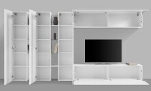Wohnwand >Benevent< (7-teilig) in Weiß Hochglanz - 340x180x30 (BxHxT)