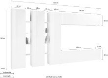 Wohnwand >Benevent< (7-teilig) in Weiß Hochglanz - 340x180x30 (BxHxT)