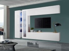 Wohnwand >Benevent< (5-teilig) in Weiß Hochglanz - 280x180x30 (BxHxT)