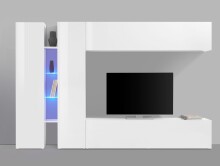 Wohnwand >Benevent< (5-teilig) in Weiß Hochglanz - 280x180x30 (BxHxT)