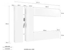 Wohnwand >Benevent< (5-teilig) in Weiß Hochglanz - 280x180x30 (BxHxT)