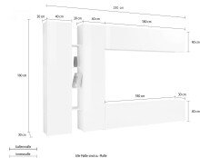 Wohnwand >Benevent< (5-teilig) in Weiß Hochglanz - 280x180x30 (BxHxT)