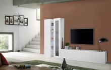 Wohnwand >Benevent< (4-teilig) in Weiß Hochglanz - 280x180x30 (BxHxT)