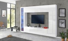 Wohnwand >Benevent< (4-teilig) in Weiß Hochglanz - 260x180x30 (BxHxT)