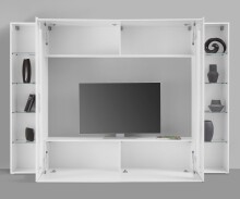 Wohnwand >Benevent< (4-teilig) in Weiß Hochglanz - 260x180x30 (BxHxT)