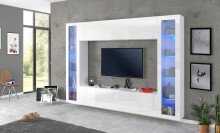 Wohnwand >Benevent< (4-teilig) in Weiß Hochglanz - 260x180x30 (BxHxT)