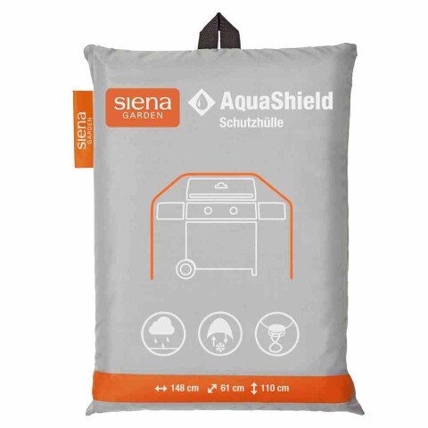 Grill-Schutzhülle >AQUASHIELD< in grau, Polyester - 148x110x61 (BxHxT)