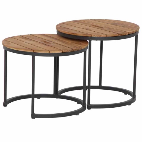 Satztisch >BAROS< (2-teilig) in Teak, Teakholz, Aluminium - 50x40x50cm (BxHxT)