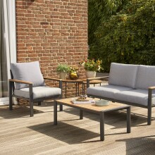 Satztisch >BAROS< (2-teilig) in Teak, Teakholz, Aluminium - 50x40x50cm (BxHxT)