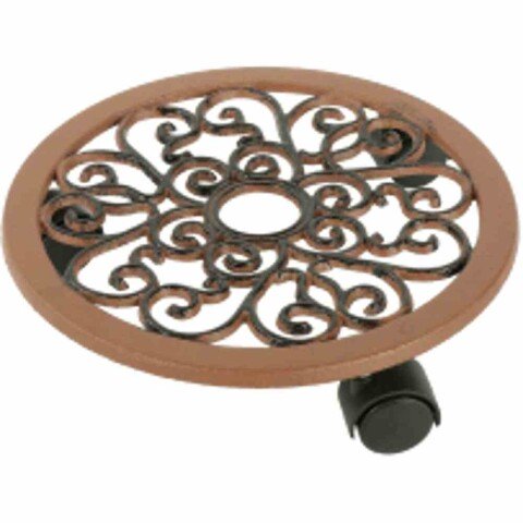 Pflanzenroller >J41409< in braun, Gusseisen rostig - 6,4x30cm (HxD)