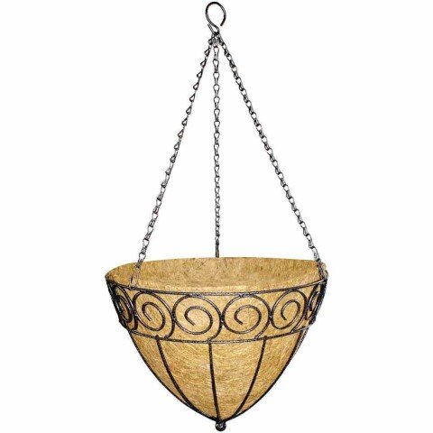 Hängeaufbewahrung >CONE< in matt schwarz, Kokos - 26,5x35cm (HxD)