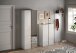 Schuhschrank >Farina< 2 Türen, Weiss Hochglanz Lack / Eiche Cadiz Dekor - 70x111x35cm B/H/T