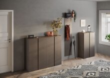 Schuhschrank >Farina< 2 Türen, Bronzo / Mercure Struktur-Dekor - 70x111x35cm B/H/T
