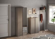 Schuhschrank >Farina< 2 Türen, Bronzo / Mercure Struktur-Dekor - 70x111x35cm B/H/T