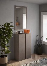 Schuhschrank >Farina< 2 Türen, Bronzo / Mercure Struktur-Dekor - 70x111x35cm B/H/T