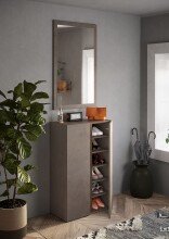 Schuhschrank >Farina< 2 Türen, Bronzo / Mercure Struktur-Dekor - 70x111x35cm B/H/T