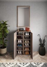 Schuhschrank >Farina< 2 Türen, Bronzo / Mercure Struktur-Dekor - 70x111x35cm B/H/T