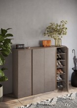 Schuhschrank >Farina< 4 Türen, Bronzo / Mercure Holzdekor - 140x111x35cm B/H/T