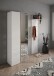 Schuhschrank >Farina< Spiegel, Weiss Hochglanz Lack / Eiche Cadiz Dekor - 70x185x35cm B/H/T