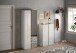 Schuhschrank >Farina< Spiegel, Weiss Hochglanz Lack / Eiche Cadiz Dekor - 70x185x35cm B/H/T