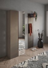 Schuhschrank >Farina<  Spiegel, Bronzo / Mercure Holzdekor mit Struktur - 70x185x35cm B/H/T