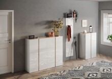 Garderobenpaneel >Farina< in Weiss Hochglanz Lack - 40x184x28 (BxHxT)