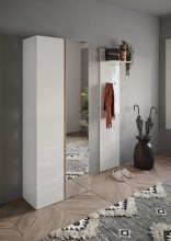 Garderobenpaneel >Farina< in Weiss Hochglanz Lack - 40x184x28 (BxHxT)