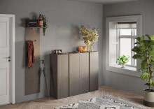 Garderobenpaneel >Farina< 2 Haken, Ablage, Kleiderstange, Farbe Bronzo - 40x184x28cm (BxHxT)