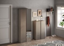 Garderobenpaneel >Farina< 2 Haken, Ablage, Kleiderstange, Farbe Bronzo - 40x184x28cm (BxHxT)