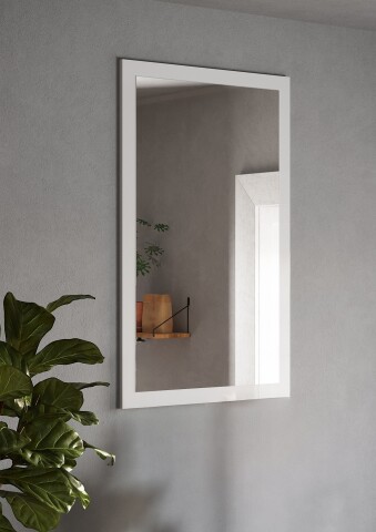 Garderobenspiegel >Farina< in Weiss Hochglanz Lack - 68x110x2 (BxHxT)