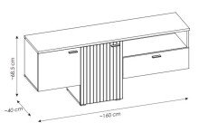 Lowboard >ALVERNO< in Asche / Coast Evoke Eiche Lamelle-Dekor - 160x69x40 (BxHxT)