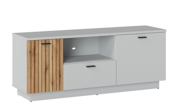 Lowboard >ALVERNO< in Asche / Coast Evoke Eiche Lamelle-Dekor - 145x59x40 (BxHxT)