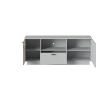 Lowboard >ALVERNO< in Asche / Coast Evoke Eiche Lamelle-Dekor - 145x59x40 (BxHxT)