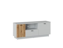 Lowboard >ALVERNO< in Asche / Coast Evoke Eiche Lamelle-Dekor - 145x59x40 (BxHxT)