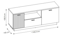 Lowboard >ALVERNO< in Asche / Coast Evoke Eiche Lamelle-Dekor - 145x59x40 (BxHxT)