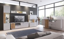 Lowboard >ALVERNO< in Asche / Coast Evoke Eiche Lamelle-Dekor - 180x59x40 (BxHxT)