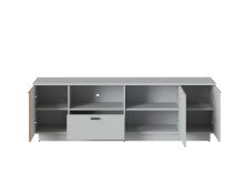 Lowboard >ALVERNO< in Asche / Coast Evoke Eiche Lamelle-Dekor - 180x59x40 (BxHxT)