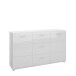 Sideboard >MERANO < 2 Türen, 3 Schübe, Alpinweiß / Weiß Hochglanz - 144x86x39 (BxHxT)