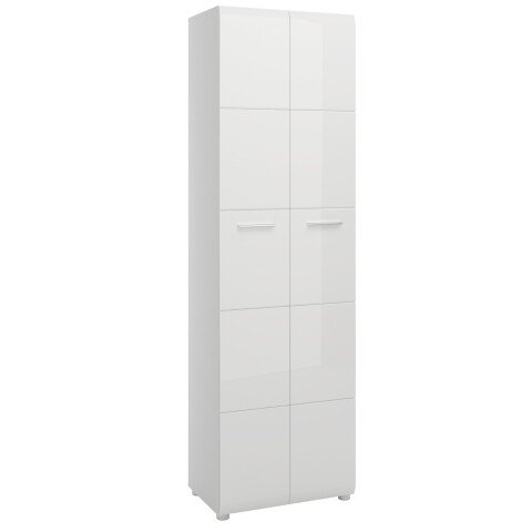Garderobenschrank >MERANO < 4 Böden, 1 Stange, Alpinweiß / Weiß Hochglanz - 59x197x37 (BxHxT)